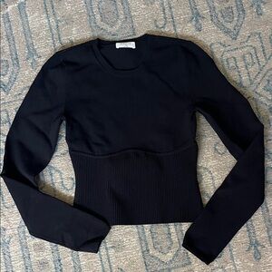 Aritzia Black Babaton Ribbed Long Sleeve Top